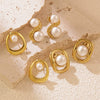 Wholesale Women's Electroplated Geometric Stainless Steel Bead Earrings Light Luxury Jewelry