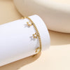 Wholesale Women's Electroplated Geometric Stainless Steel Bracelet With Hollow Five Pointed Star And White Shell Pendant