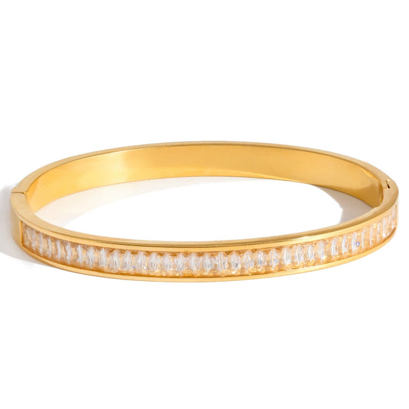 Wholesale Women's Electroplated Geometric Stainless Steel Classic Full Diamond Bracelet In Ins Style