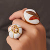 Wholesale Women's Electroplated Geometric Stainless Steel Ring With Zircon And Pearl Inlay In Vintage Light Luxury Style