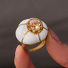 Wholesale Women's Electroplated Geometric Stainless Steel Ring With Zircon And Pearl Inlay In Vintage Light Luxury Style