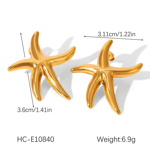 Wholesale Women's Electroplated Geometric Starfish Stainless Steel Earrings