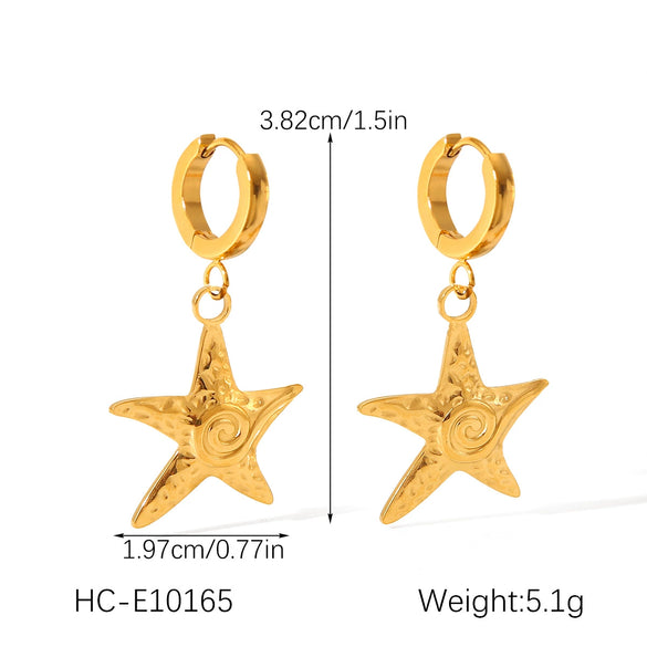 Wholesale Women's Electroplated Geometric Starfish Stainless Steel Earrings