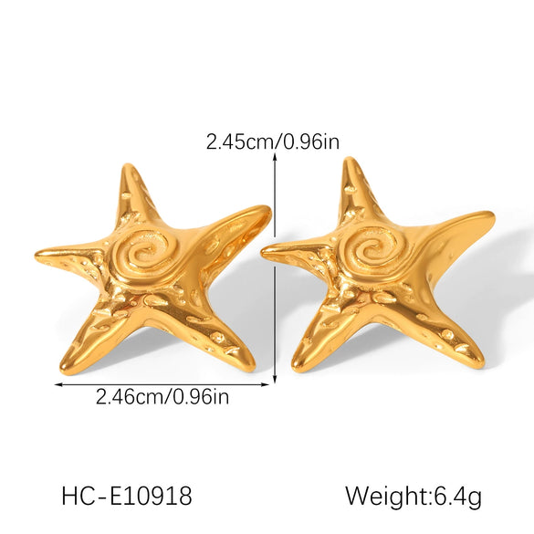 Wholesale Women's Electroplated Geometric Starfish Stainless Steel Earrings
