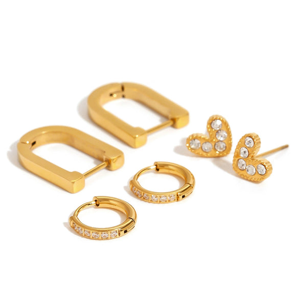 Wholesale Women's Electroplated Geometric Ushape Stainless Steel Earrings