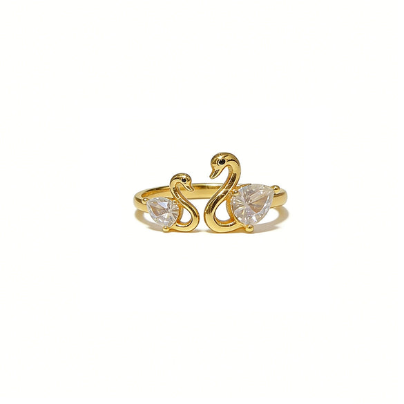 Wholesale Women's Electroplated Gold Inlaid With Zircon Animal Zodiac Heart Geometric Shape Copper Ring