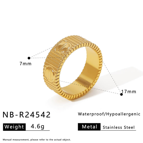 Wholesale Women's Electroplated 18K Gold Geometric Stainless Steel Bracelet Ring Accessories