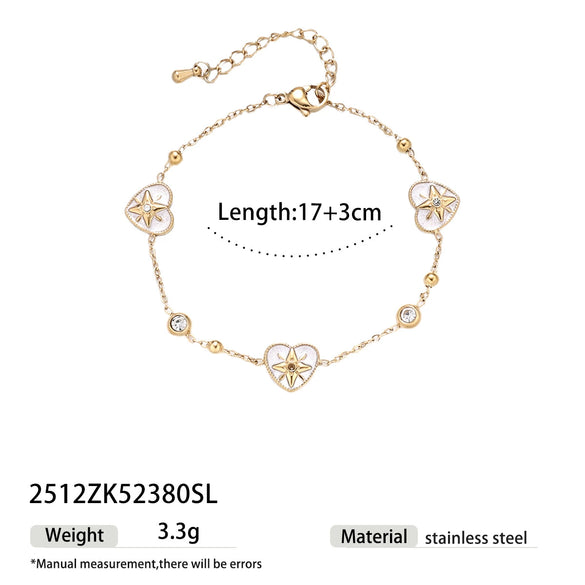 Wholesale Women's Electroplated Stainless Steel And Titanium Steel Bracelet With Flower Four Leaf Clover Heart Patterns