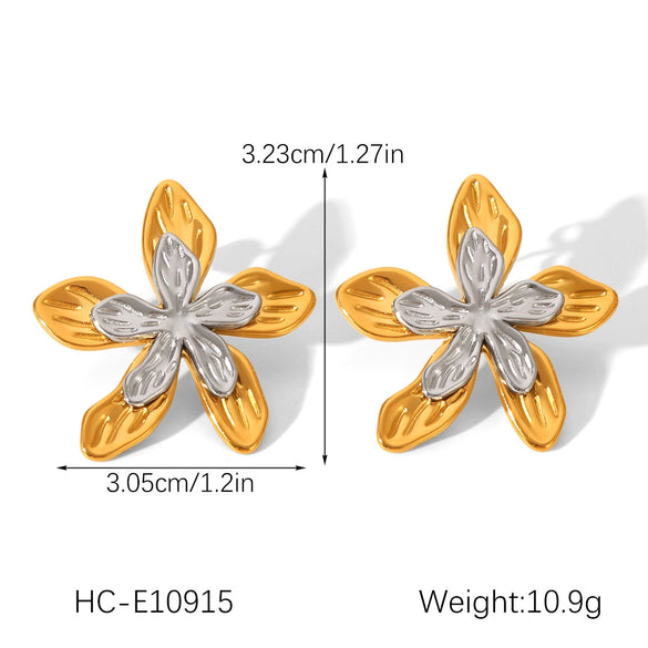 Wholesale Women's Electroplated Stainless Steel Geometric Flower Earrings