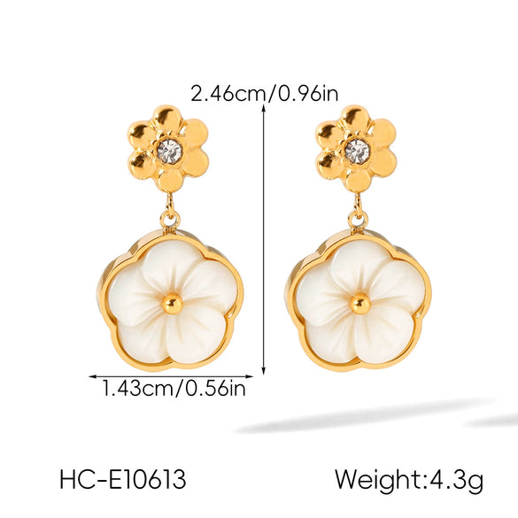Wholesale Women's Electroplated Stainless Steel Geometric Flower Earrings