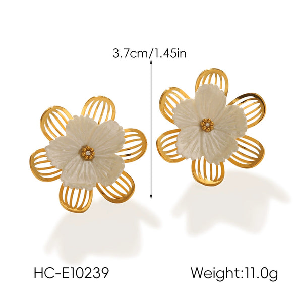 Wholesale Women's Electroplated Stainless Steel Geometric Flower Earrings