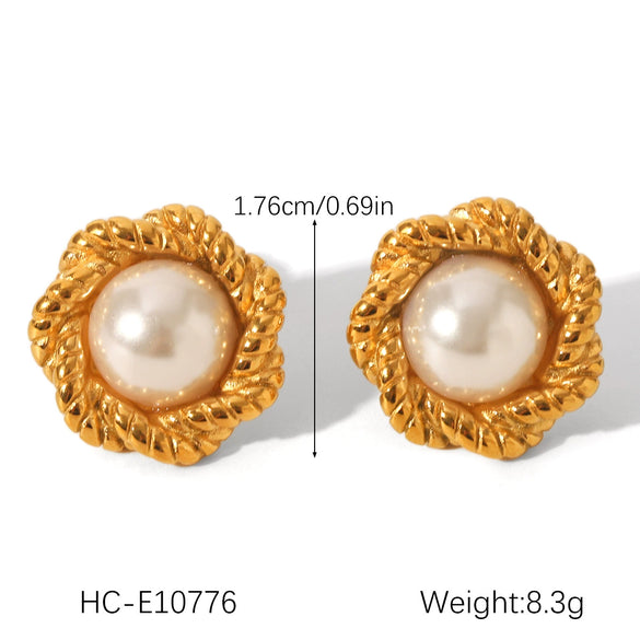 Wholesale Women's Electroplated Stainless Steel Geometric Flower Earrings
