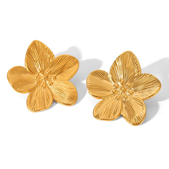 Wholesale Women's Electroplated Stainless Steel Geometric Flower Earrings