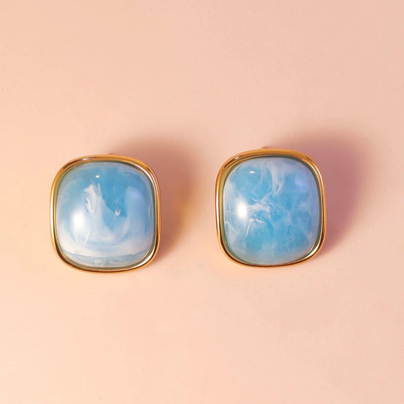 Wholesale Women's Electroplated Stainless Steel Geometric Square Candy Color Earrings