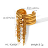 Wholesale Women's Electroplated Stainless Steel Geometric Star Cross Open Ring And Tassel Bracelet