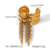 Wholesale Women's Electroplated Stainless Steel Geometric Star Cross Open Ring And Tassel Bracelet