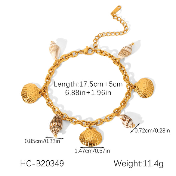 Wholesale Women's Electroplated Stainless Steel Hand Jewelry With Starfish Shell Conch Heart Shape Star Geometric Animals Zodiac Bracelet