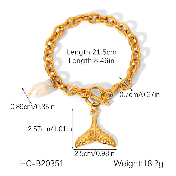 Wholesale Women's Electroplated Stainless Steel Hand Jewelry With Starfish Shell Conch Heart Shape Star Geometric Animals Zodiac Bracelet