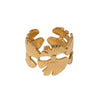 Wholesale Women's Electroplated Stainless Steel Leaf Pattern Open Ring With Ins Style