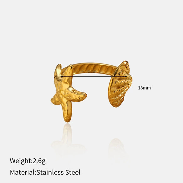 Wholesale Women's Electroplated Stainless Steel Ring With Star Leaf And Animal Patterns