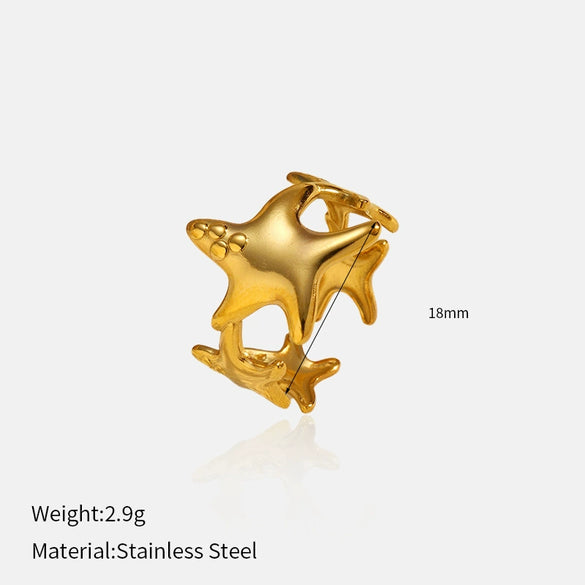 Wholesale Women's Electroplated Stainless Steel Ring With Star Leaf And Animal Patterns
