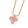 Wholesale Women's Electroplated Stainless Steel Snake Bone Chain Fourpetal Flower Necklace