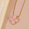 Wholesale Women's Electroplated Stainless Steel Snake Bone Chain Fourpetal Flower Necklace