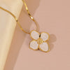 Wholesale Women's Electroplated Stainless Steel Snake Bone Chain Fourpetal Flower Necklace