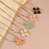 Wholesale Women's Electroplated Stainless Steel Snake Bone Chain Fourpetal Flower Necklace