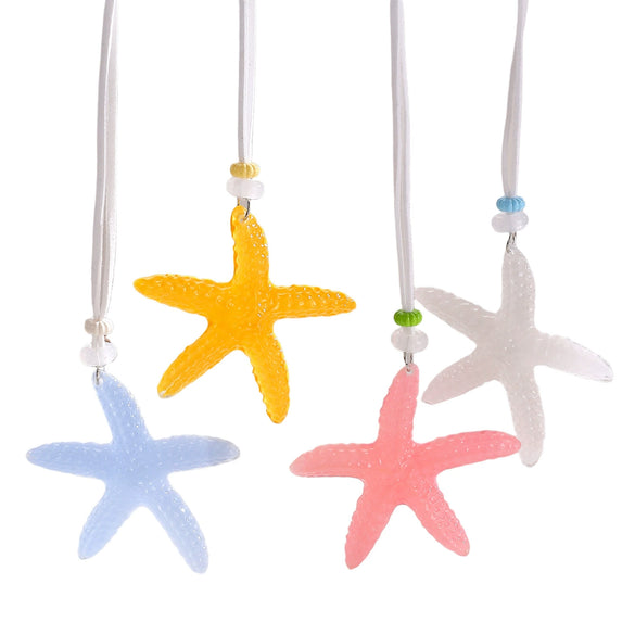 Wholesale Women's Electroplated Star Shape Resin Starfish Necklace With Regular Chain Vacation Style
