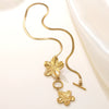 Wholesale Women's Electroplated Titanium Steel And Stainless Steel Flower Necklace With Flat Snake Chain