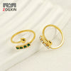 Wholesale Women's Elegant Allmatch Niche Design Sense 316L Stainless Steel 18K Gold Plated Heart Geometric Opening Ring With Diamond
