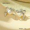 Wholesale Women's Elegant Bow Pearl Titanium Steel Electroplated Earrings Fashion Simple No Fading