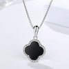 Wholesale Women's Elegant Clover Necklace With Black Agate Pendant Made Of S925 Sterling Silver Electroplated Cross Chain
