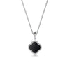 Wholesale Women's Elegant Clover Necklace With Black Agate Pendant Made Of S925 Sterling Silver Electroplated Cross Chain