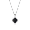 Wholesale Women's Elegant Clover Necklace With Black Agate Pendant Made Of S925 Sterling Silver Electroplated Cross Chain