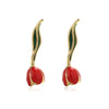 Wholesale Women's Elegant Copper Oildrip Flower Earrings