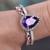 Wholesale Women's Elegant Copper Water Drop Shape Geometric Style Zirconia Microinlaid Ring Twopiece Set