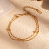 Wholesale Women's Elegant Double Layer Round Bead Bracelet In Stainless Steel With Vacuum Real Gold Electroplating In Pvd Furnace
