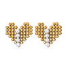 Wholesale Women's Elegant French Imitation Pearl Stainless Steel Earrings With Round Beads Square Love Bow Tie Design And Electroplating Treatment