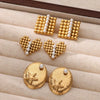 Wholesale Women's Elegant French Imitation Pearl Stainless Steel Earrings With Round Beads Square Love Bow Tie Design And Electroplating Treatment
