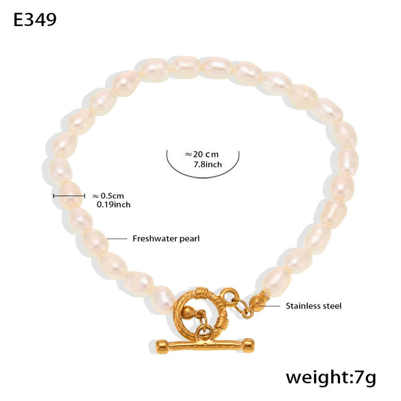 Wholesale Women's Elegant Freshwater Pearl And 316L Stainless Steel Jewelry Set With Electroplating Necklace Bracelet Earrings