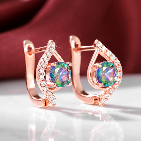 Wholesale Women's Elegant Geometric Copper Earrings Inlaid With Zircon