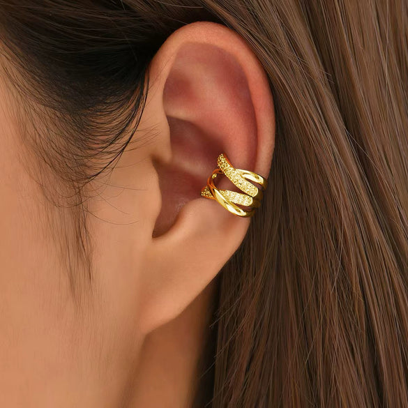 Wholesale Women's Elegant Geometric Copper Goldplated Inlaid Zircon Crosshollowedout Earrings