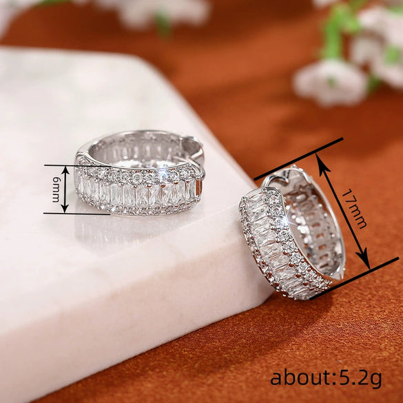 Wholesale Women's Elegant Geometric Copper Microinlaid Zircon Earrings
