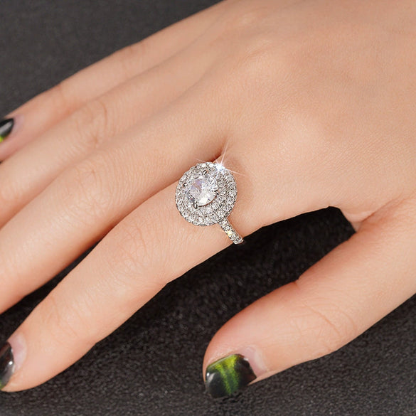 Wholesale Women's Elegant Geometric Copper Ring With Zirconia