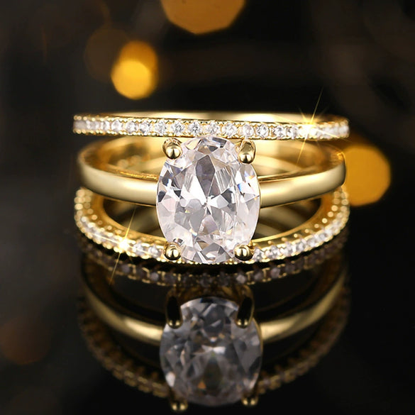 Wholesale Women's Elegant Geometric Copper Zircon Inlaid Ring