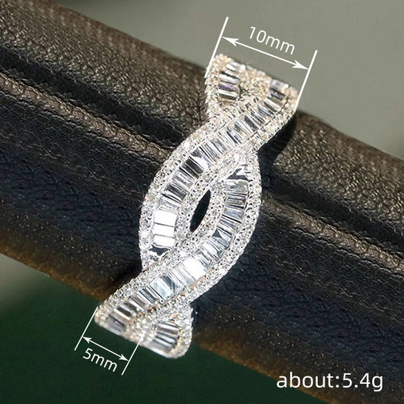 Wholesale Women's Elegant Geometric Cross Copper Ring Set With Zirconia