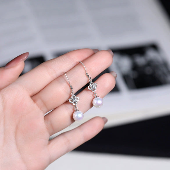 Wholesale Women's Elegant Geometric Four Leaf Clover Electroplated Sterling Silver Earrings
