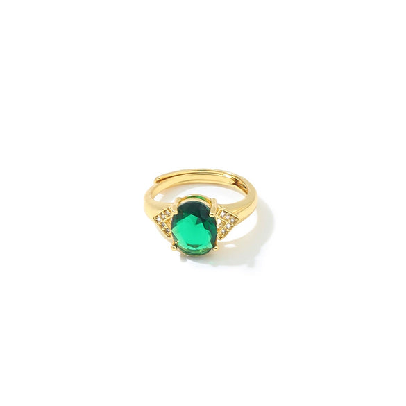 Wholesale Women's Elegant Geometric Gas Inlaid Zircon Diamond Ring Copper Electroplated 18K Real Gold